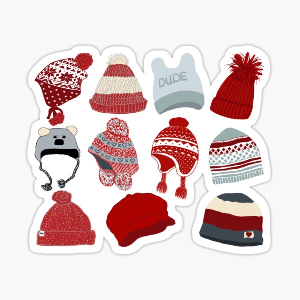 Cool Hats-Winter woolly hats pattern Sticker