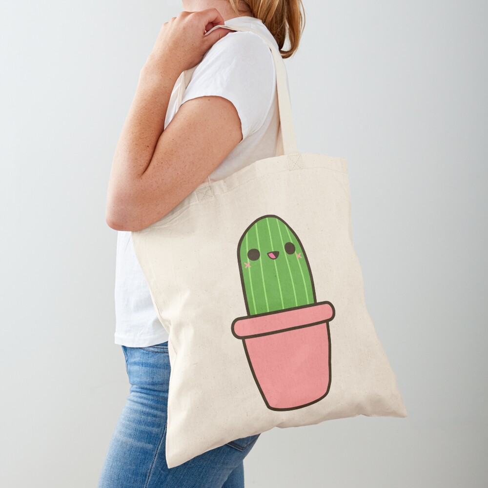 Cute Cactus Tote Bag by Rhianne Art