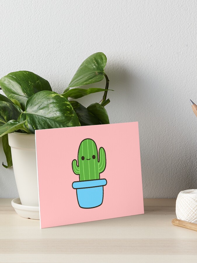 Cute cactus in blue pot Sticker for Sale by peppermintpopuk