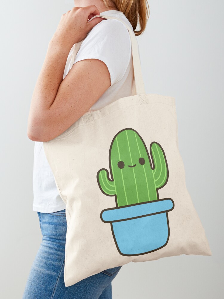 Cute cactus in blue pot Sticker for Sale by peppermintpopuk