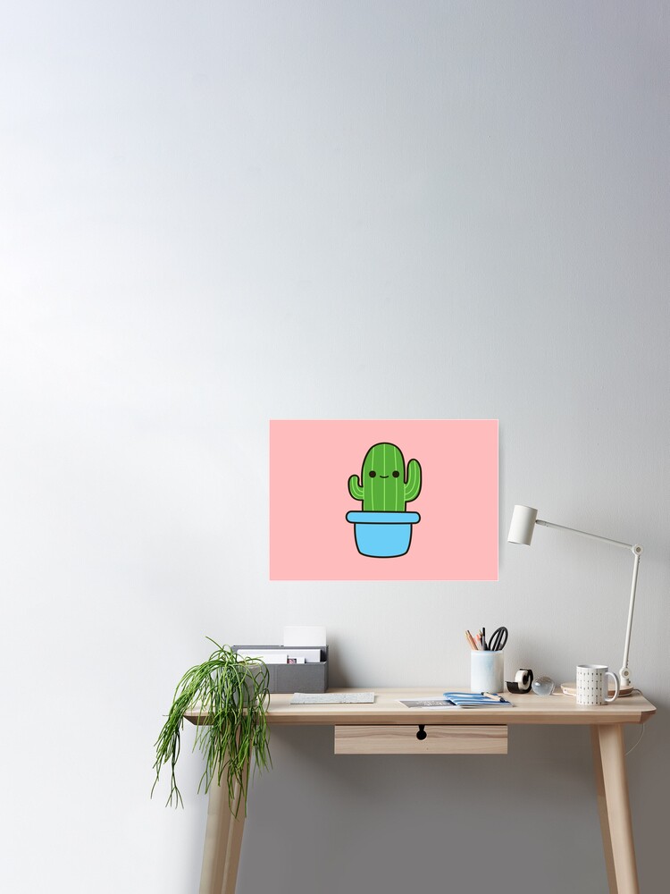 Cute cactus in blue pot Sticker for Sale by peppermintpopuk