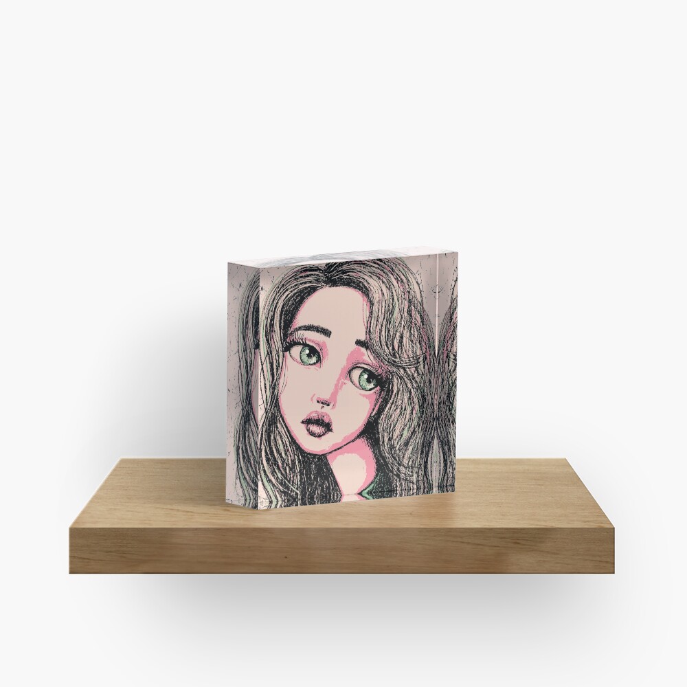 Green-Eyed Girl Acrylic Block