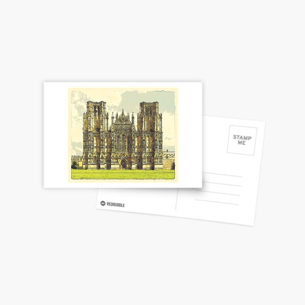 Wells Cathedral Watercolour Postcard