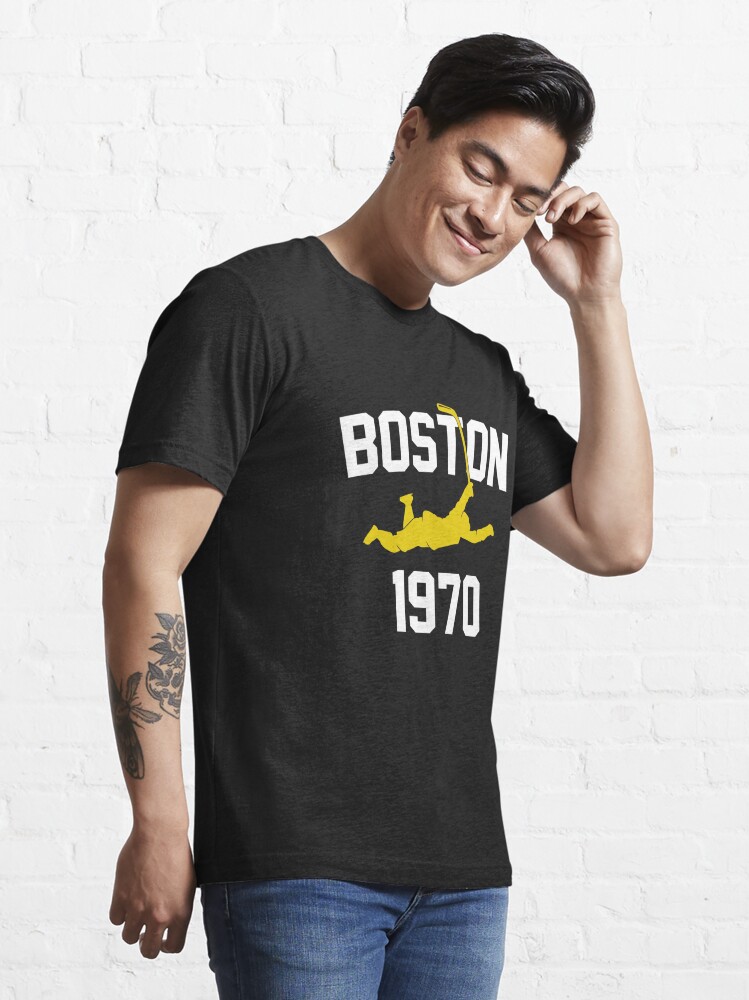 Boston Bruins Mens Grey Logo Emblem 3/4 Sleeve T Shirt