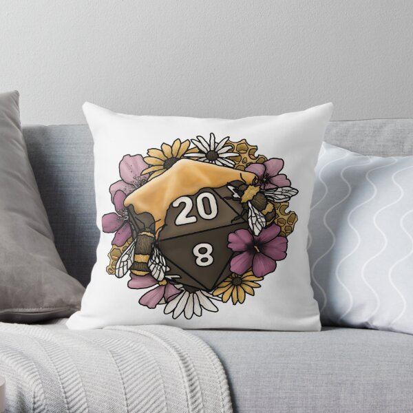 Honeycomb D20 Tabletop RPG Gaming Dice Throw Pillow