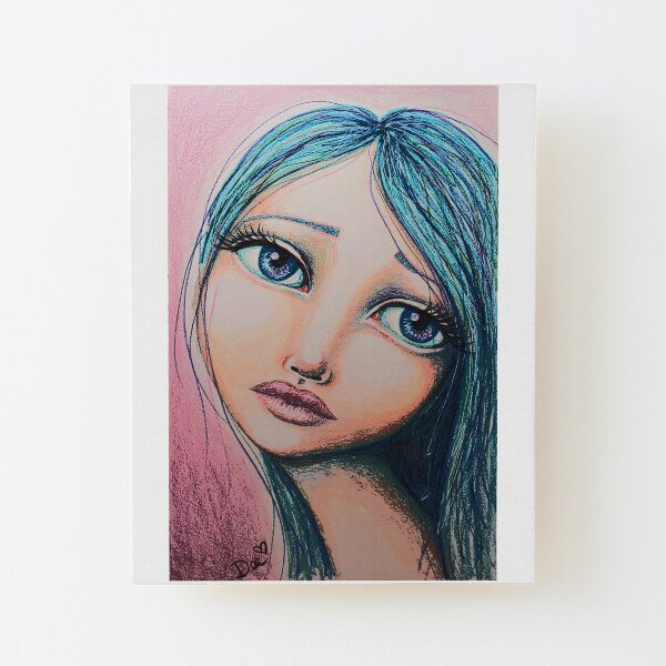 Blue Girl Wood Mounted Print
