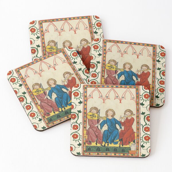 Item preview, MEDIEVAL MUSIC AND MUSICIANS ,ANTIQUE MINIATURE WITH WILD ROSES designed and sold by BulganLumini.