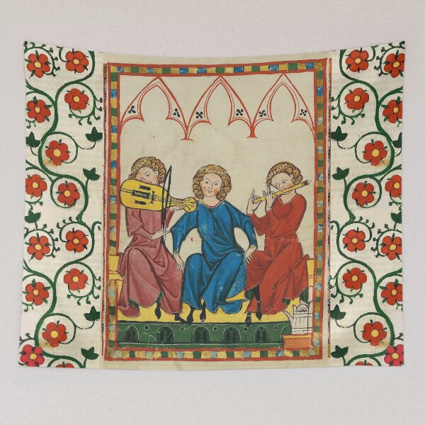 Item preview, MEDIEVAL MUSIC AND MUSICIANS ,ANTIQUE MINIATURE WITH WILD ROSES designed and sold by BulganLumini.