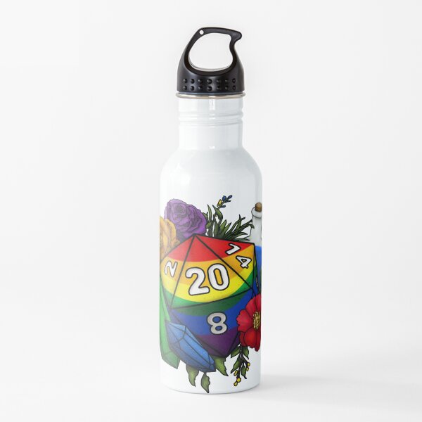 Pride Rainbow D20 Tabletop RPG Gaming Dice Water Bottle