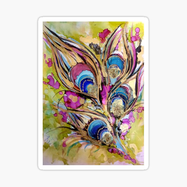 Peacock feather in inks Sticker