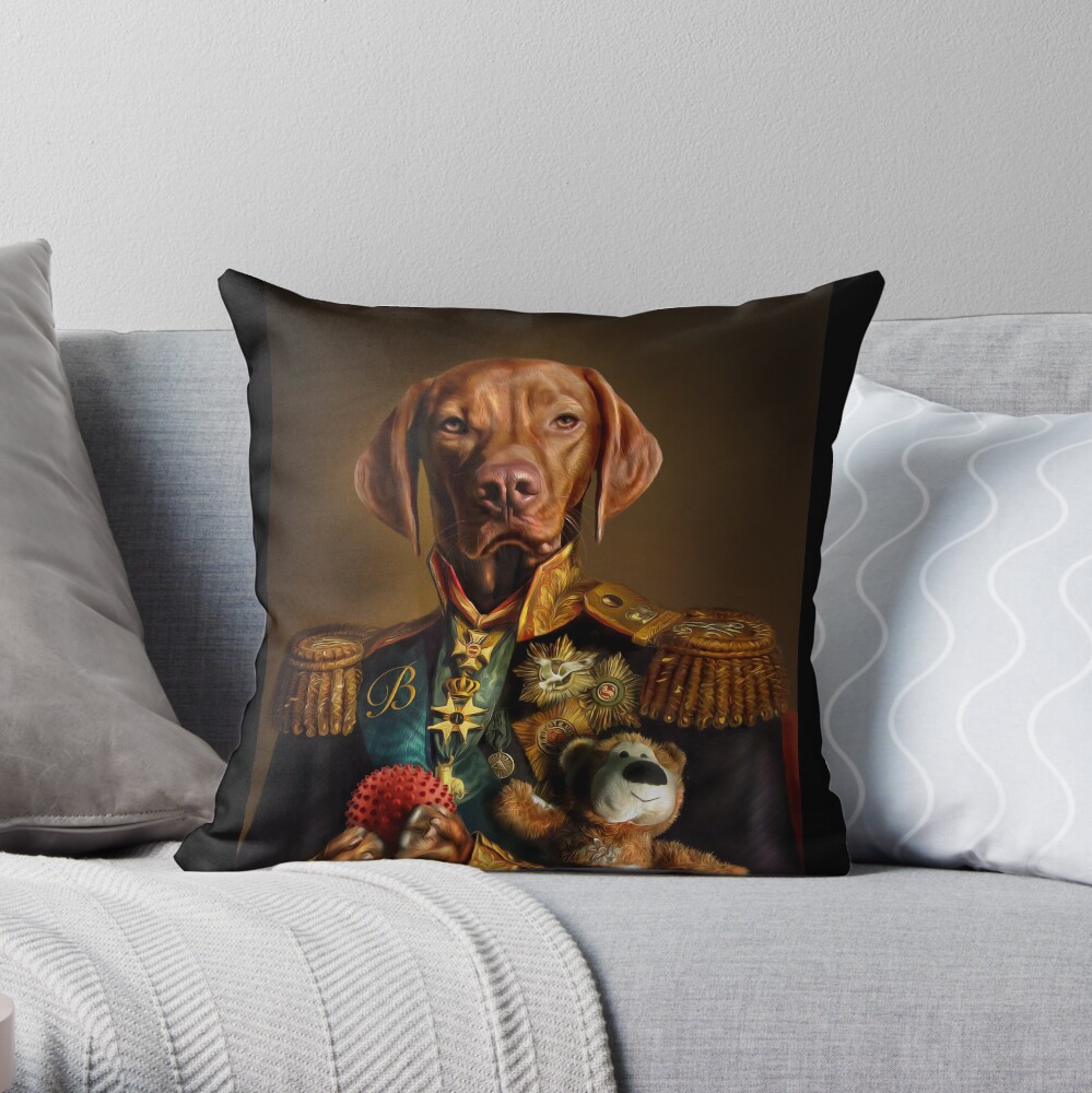Bertie the Hungarian Vizsla - Dog Portrait Throw Pillow