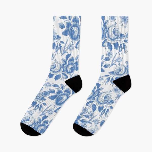 Item preview, Cool Blue and White Toile Pattern designed and sold by SOCKSbySBD.