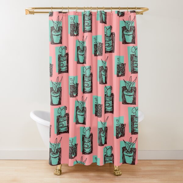 Three Little Scribble Plants Shower Curtain