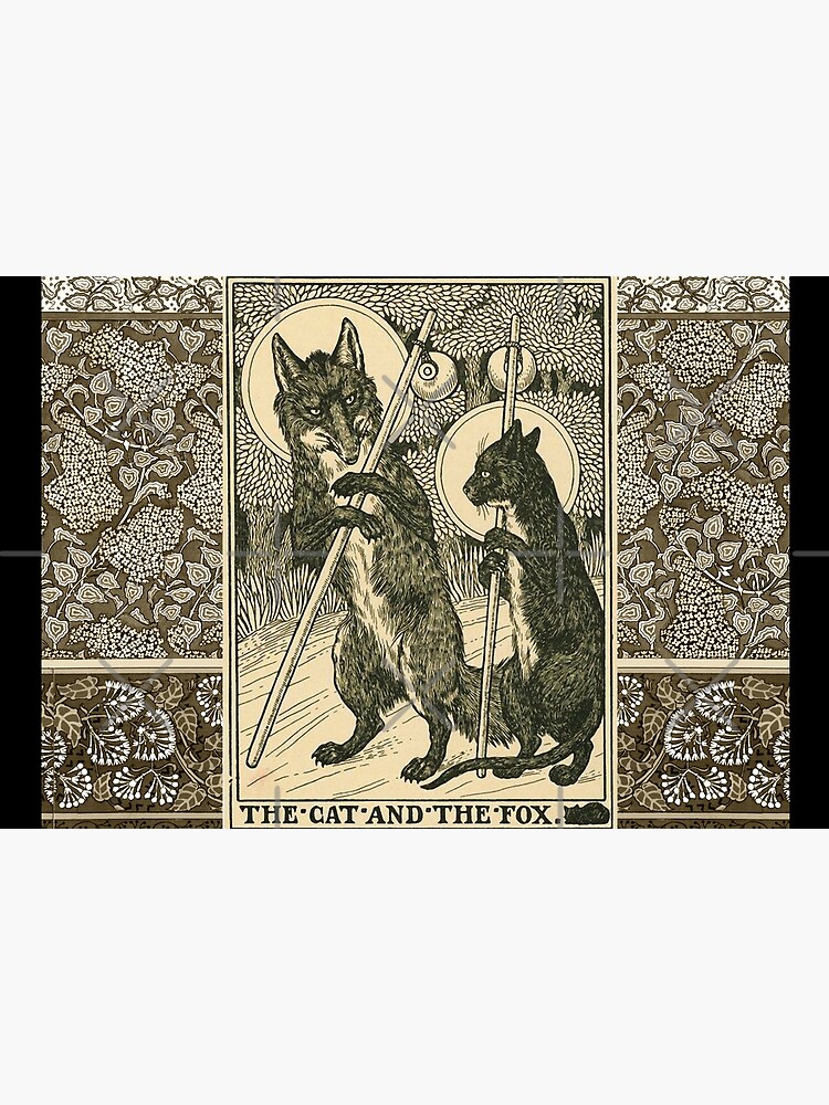 Disover THE CAT AND THE FOX Forest Animals Black White Floral  | Bath Mat