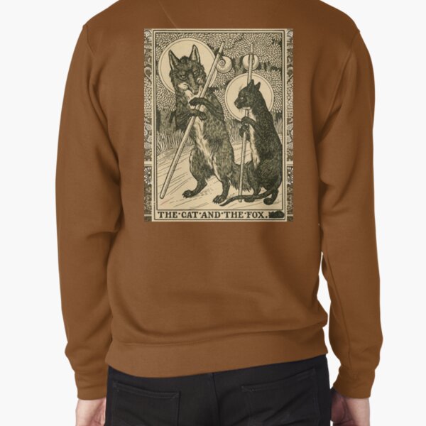 Vista previa del artículo con la obra «EL GATO Y EL ZORRO Animales del bosque Negro Blanco Floral», diseñado y vendido por BulganLumini.
