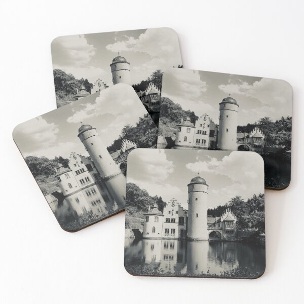 Item preview, Schloss Mespelbrunn Castle with Moat in Franconia Bavaria Germany Black and White Photograph designed and sold by kierkegaard.