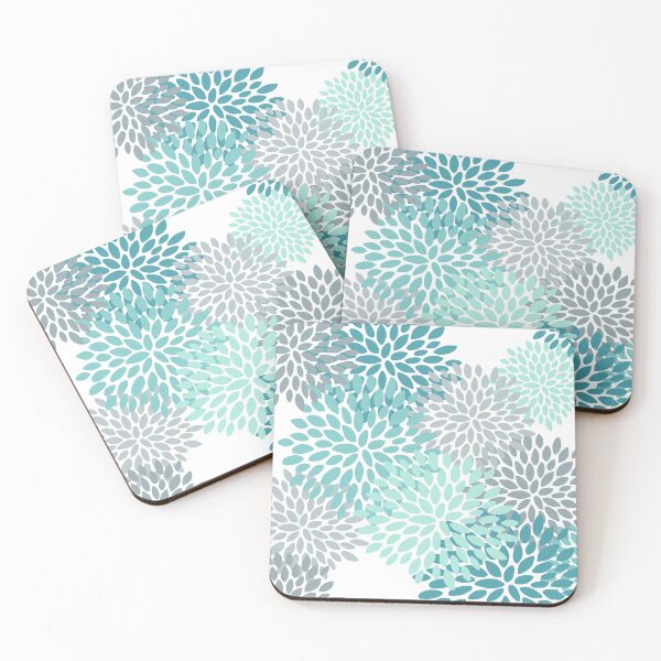 Item preview, Floral Pattern, Aqua, Turquoise, Teal, Gray designed and sold by meggydesigns.