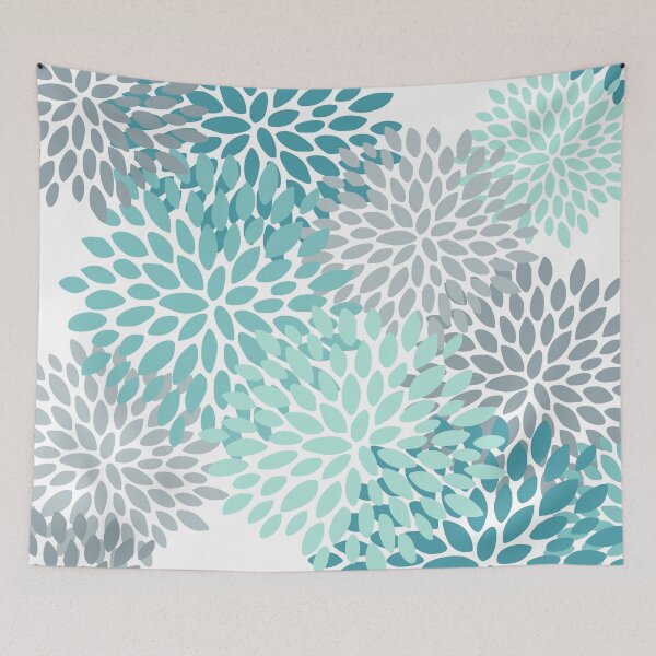 Item preview, Floral Pattern, Aqua, Turquoise, Teal, Gray designed and sold by meggydesigns.