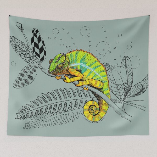 Item preview, Colorful Panther Chameleon Doodle designed and sold by mernstw.
