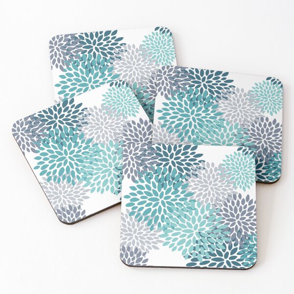 Item preview, Floral Pattern, Teal, Turquoise, Gray designed and sold by meggydesigns.