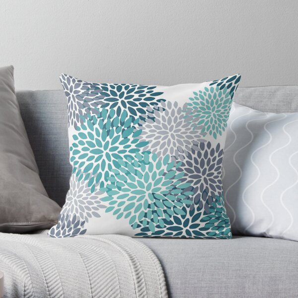 Teal and sale gray throw pillows