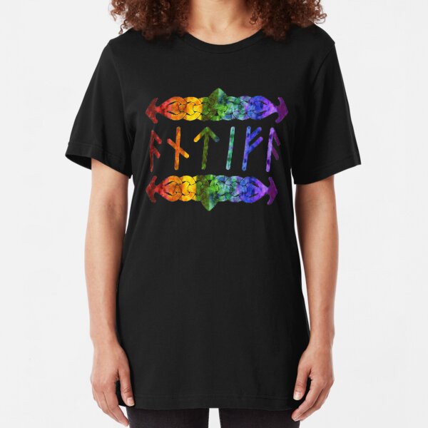 Antifa Runes - Rainbow Slim Fit T-Shirt