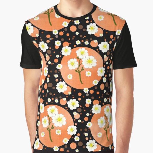 White Pear Blossoms PolkaDots flower pop-art illustration Graphic T-Shirt