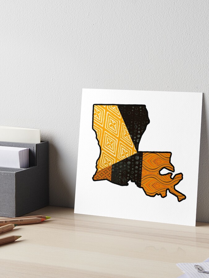 Black and Gold Vintage Louisiana State Map Art Board Print for Sale by  artbyomega