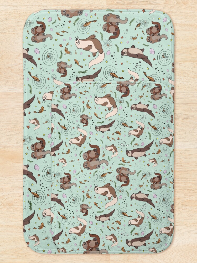 Alternate view of Otters in Blue Bath Mat