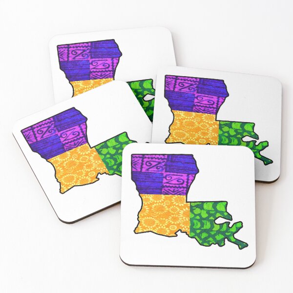 Item preview, Mardi Gras Vintage Louisiana State Map designed and sold by artbyomega.