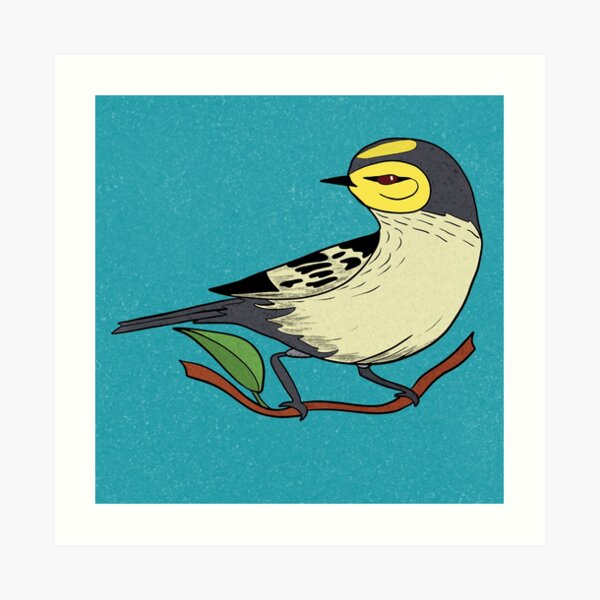 Yellow Bird Gold Cheek Warbler Songbird 8 of 9 Art Print