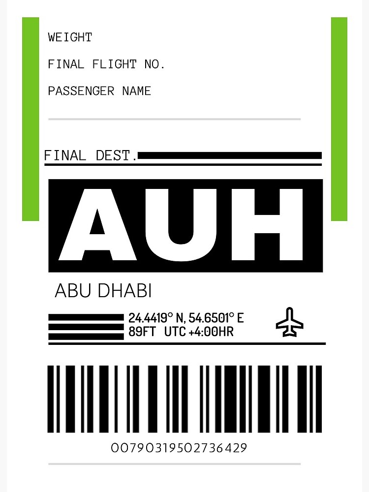 Auh Abu Dhabi International Airport Luggage Tag Art Board Print By Henilr Redbubble<script async src=