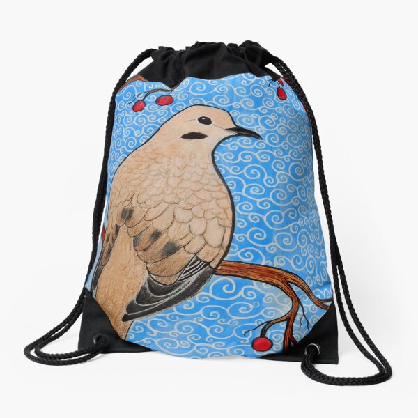 Good Mourning, Dove (With a Dark Background) Drawstring Bag