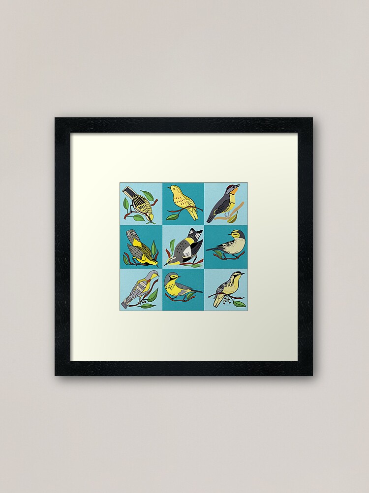 Alternate view of Nature's Nine Yellow Bird Warbler Songbirds Framed Art Print