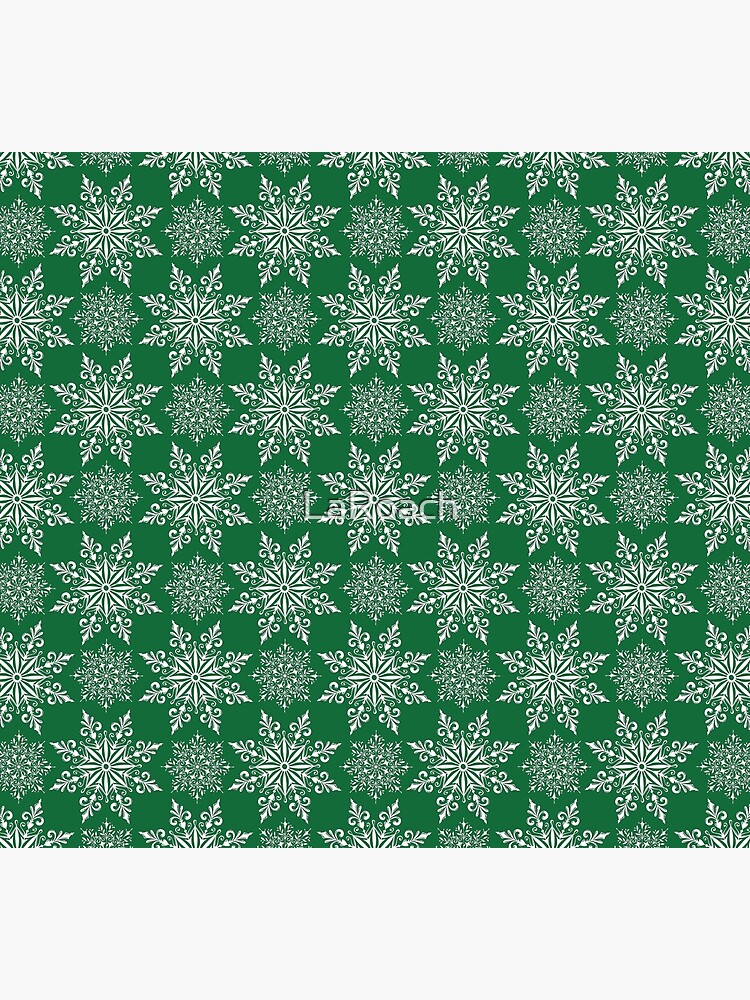 Holiday Snowflake Pattern #2 on Green Background by LaRoach