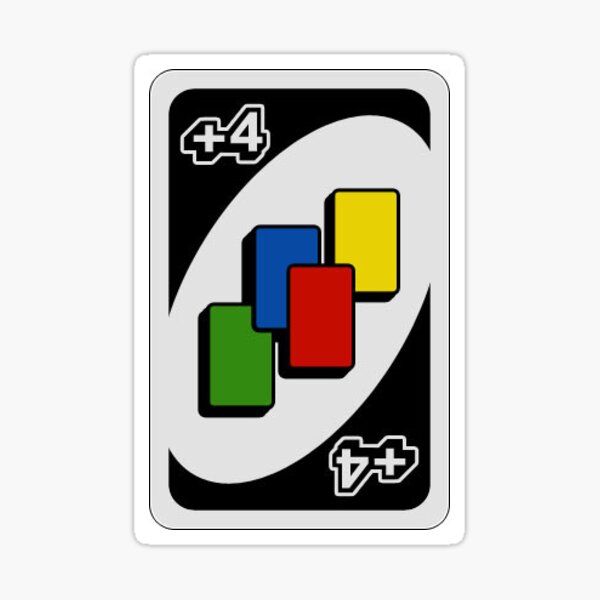  uno plus 4 card Sticker by LaurenSwiffin Redbubble