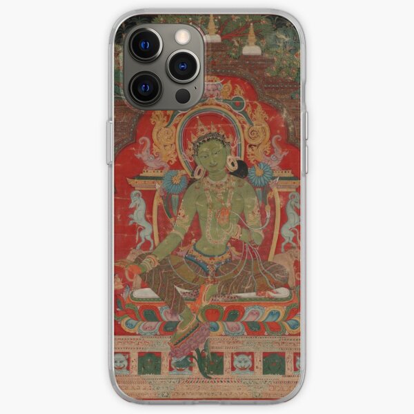 Green Tara (Khadiravani) is usually associated with protection from fear and the eight obscurations: pride, ignorance, hatred and anger,  jealousy, bandits and thieves and so on.  iPhone Soft Case