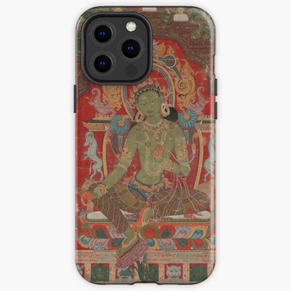 Green Tara (Khadiravani) is usually associated with protection from fear and the eight obscurations: pride, ignorance, hatred and anger,  jealousy, bandits and thieves and so on.  iPhone Tough Case
