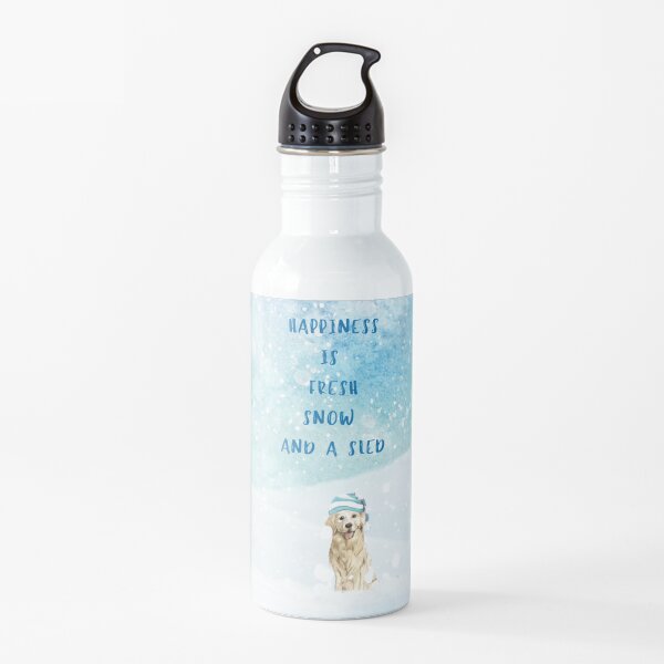 Happiness is, winter decor, winter dogs Water Bottle