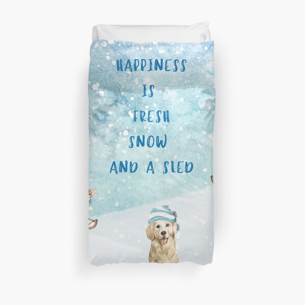 Happiness is, winter decor, winter dogs Duvet Cover