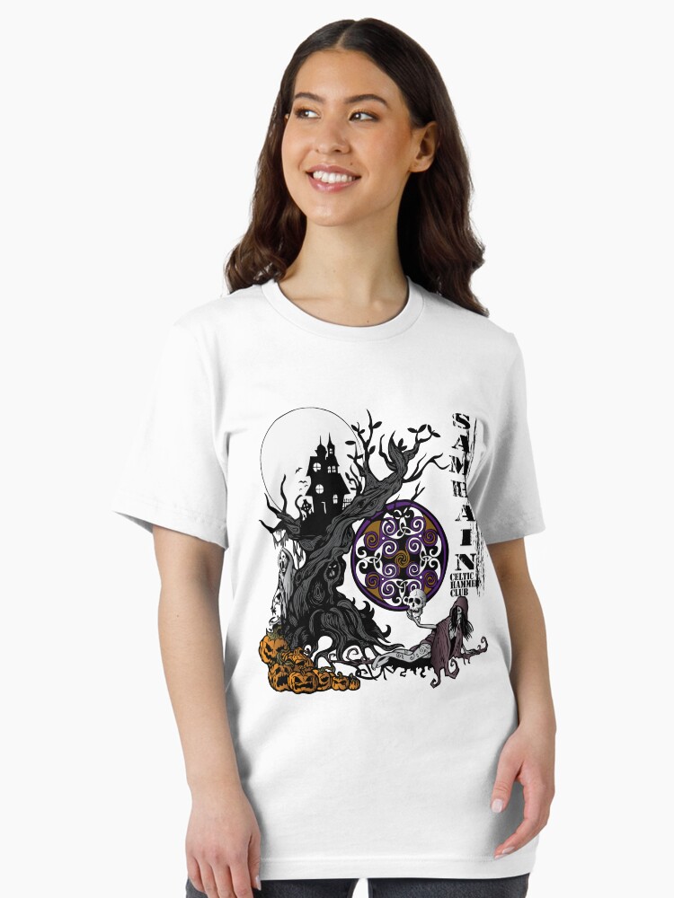 Thumbnail 1 of 7, Essential T-Shirt, Samhain (Halloween) Creepy Scene designed and sold by celthammerclub.