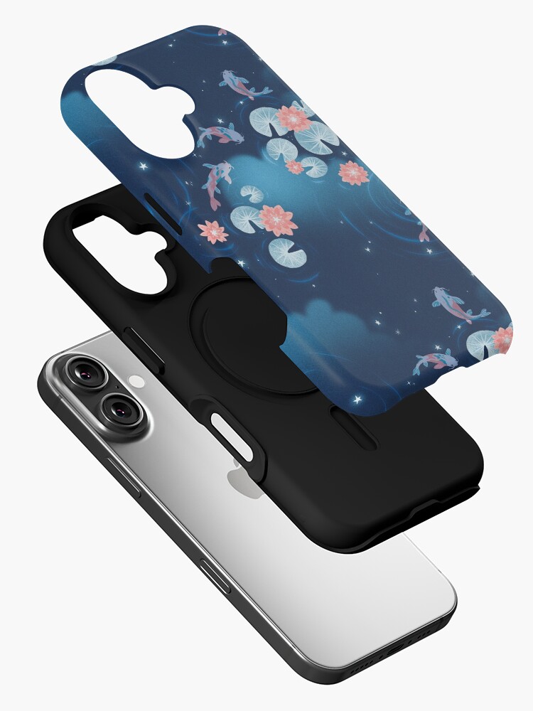 Aperçu 2 sur 4. Coque iPhone avec l'œuvre Étang de Koi - nuit créée et vendue par hellocloudy.