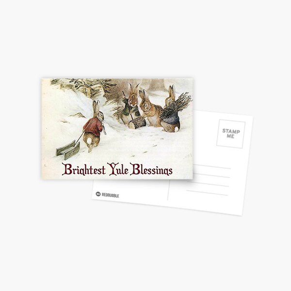 Item preview, Yule Greetings Rabbits - Beatrix Potter designed and sold by forgottenbeauty.