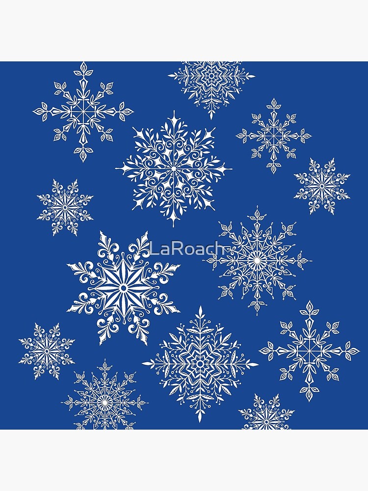 Holiday Snowflake Pattern on Blue Background by LaRoach