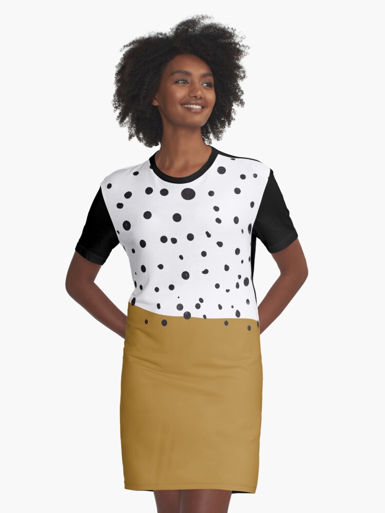 yellow dress with black spots