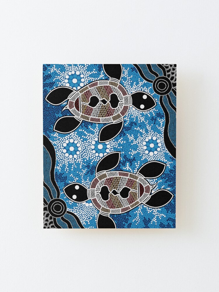 Alternate view of Aboriginal Art Authentic - Sea Turtles Mounted Print