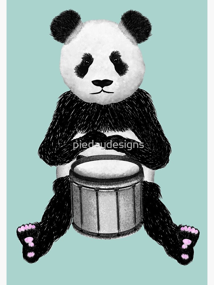 Panda Bear Playing The Drums - Panda - Posters and Art Prints