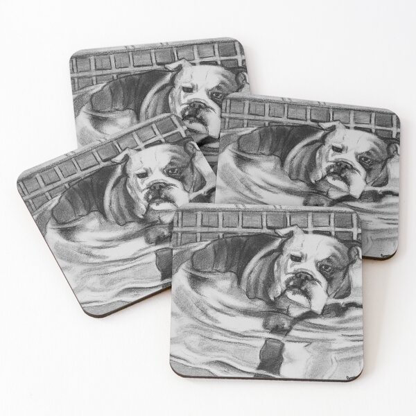 Item preview, "Wading Bulldog" Dog Art Charcoal  designed and sold by Jessica Tomaino.