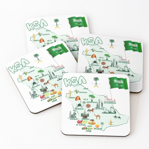 Item preview, Kingdom of Saudi Arabia Map tourist attractions cities flag  designed and sold by mashmosh.