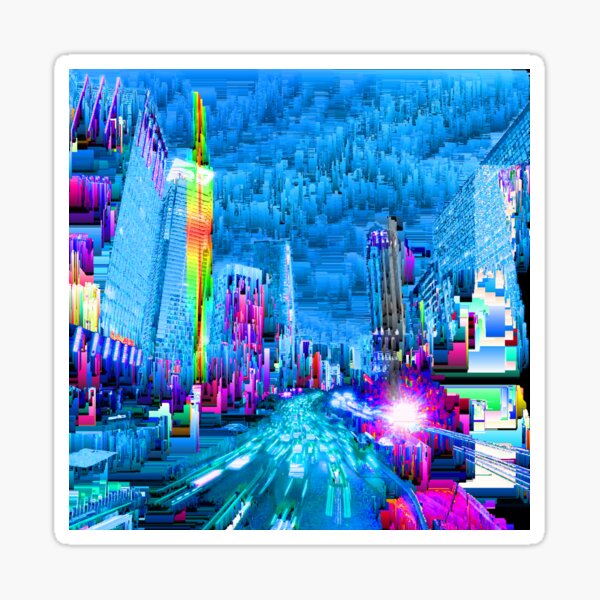 Item preview, "metropolis3B-1" Glitched image of a bustling metropolis designed and sold by telenaut.